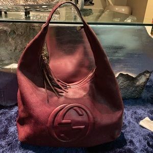 Gucci Burgundy Pebbled Calfskin leather Soho Bag